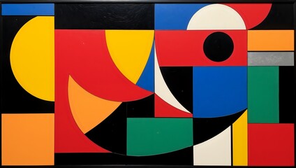 Abstract geometric composition with bold colors and shapes