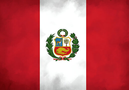 flag of Peru with watercolor. water color flag. watercolor painting. national flag painting