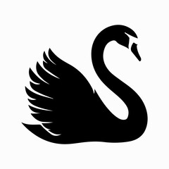 Obraz premium Swan Simple Black Single Icon Concept, Wild Lover Swan Vector, Black Swan, Swan Silhouette Isolated Sign Design Element Logotype Style Art