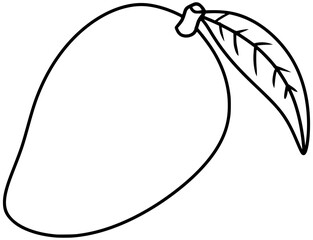 Mango Fruit Vector Outline Line Art Drawing