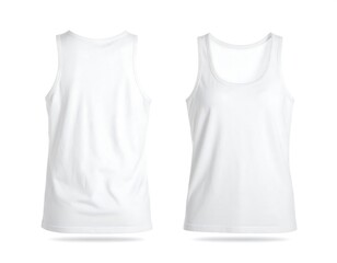 Blank white tank top, front and back view