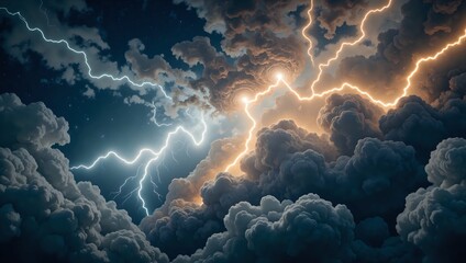 Dramatic lightning splits a stormy sky