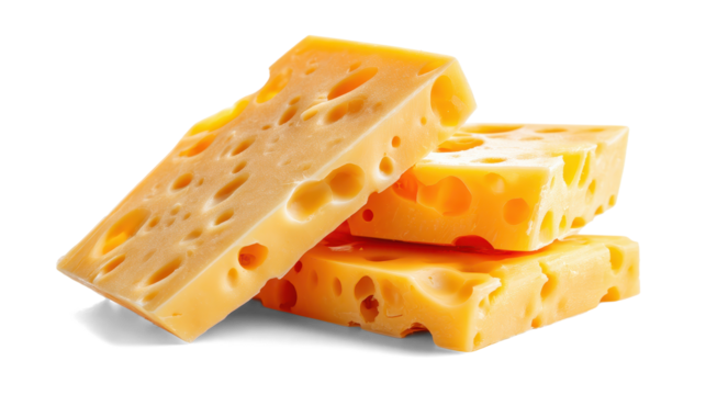 Cheese triangle on white background