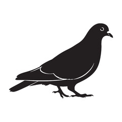 Elegant Pigeon Silhouette – Pigeon Vector Graphic for Timeless Design – Black Vector of Pigeon

