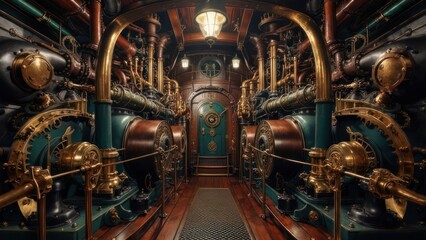 Intricate steam engine room