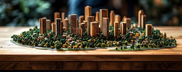 Miniature model of a city used for real estate investment planning and business strategy discussions