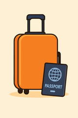 suitcase with travel icons