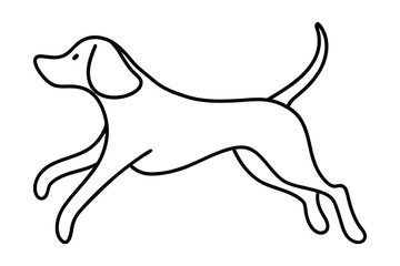 A minimalist single line continuous drawing a running dog animal canine