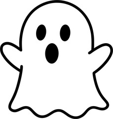 Ghost Icon Vector Illustration Featuring a Cartoonish Design With Wide Eyes and Raised Arms, Suitable for Halloween-themed Projects