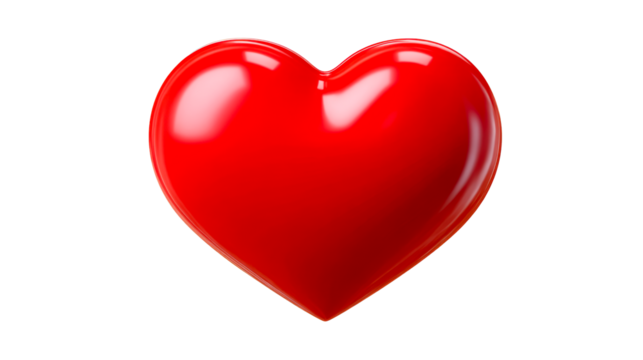 Shiny Red Heart Object on White