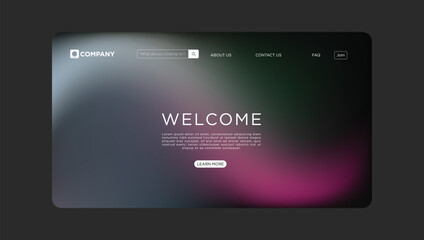 Elegant website template design with modern blurred background and welcome message for inspiring startups