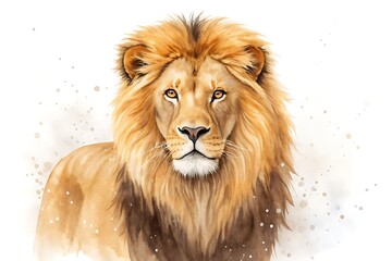 Majestic Male Lion Watercolor Portrait: Serene, Powerful, and Regal
