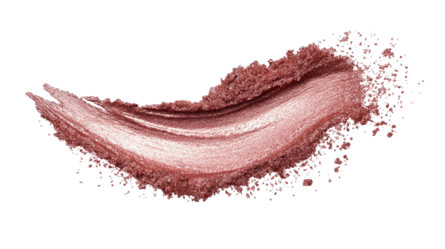 Rose gold shimmer powder stroke with glowing metallic finish, isolated on pastel pink background, PNG format - Powered by Adobe