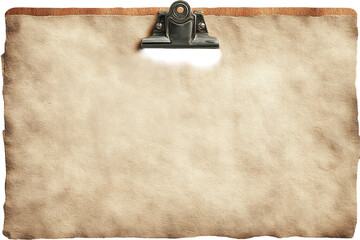 Aged paper document on clipboard