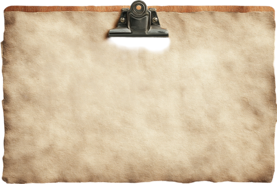 Aged paper document on clipboard