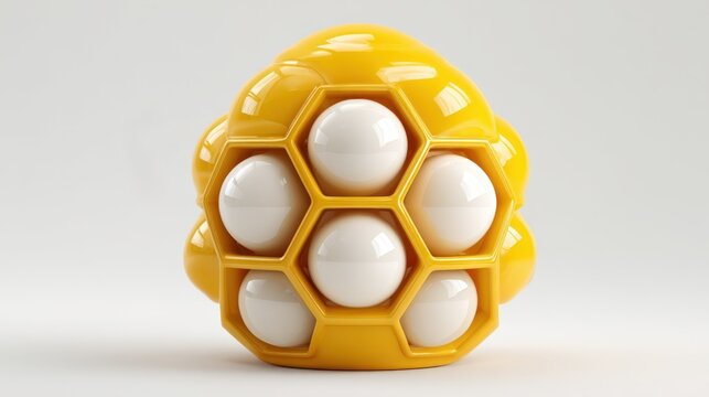 Glossy 3D beehive icon with honeycomb cells representing pollination services - Powered by Adobe