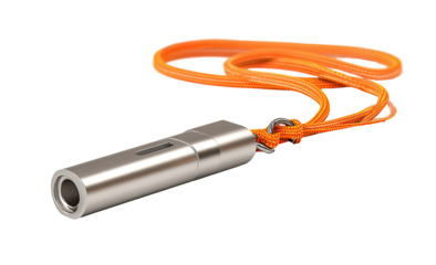 Cylindrical metal device with orange cord