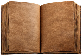 Open antique book, aged brown pages