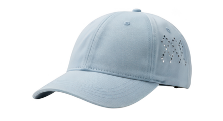 Light blue lace baseball cap isolated on transparent background