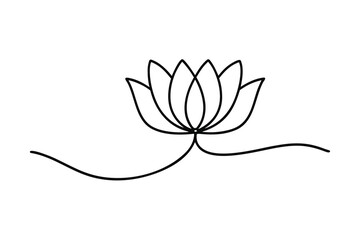 Minimalist single line drawing a lotus flower with flowing stem vector