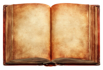 Open antique book, aged parchment pages