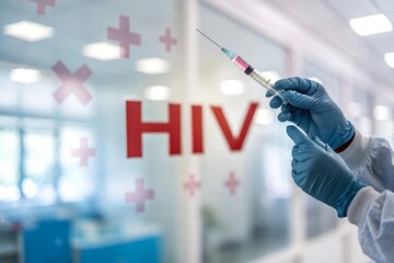 Medical professional prepares hiv treatment or vaccine in a laboratory setting