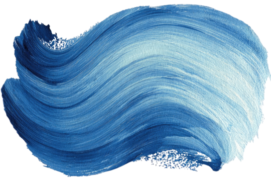 Abstract, fluid brushstroke in shades of blue