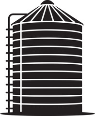 Agricultural Silo Silhouette Black Vector Illustration on Transparent Backdrop © MDSHOFIQUL