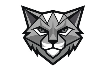 Abstract Geometric Cat Head With Angular Design On White