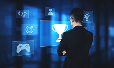 Achievement and success concept representing goal accomplishment, motivation, performance, competition, and excellence in business and personal growth Vouch