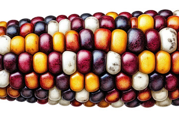 Close-up of a colorful Indian corn ear