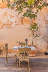 Corfu Greece old town dinner table