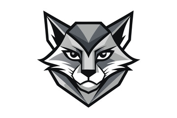 Focused Wolf Head Mascot Logo with Bold Lines, Striking Gray Tone and Intense Eyes