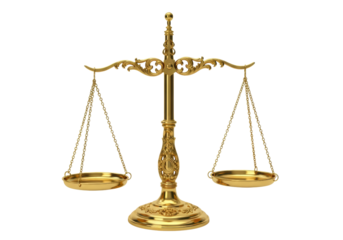 Golden balance scale isolated on white
