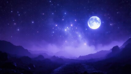 Fototapeta premium Nightly moonlit landscape