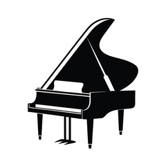 Vintage grand piano antique silhouette illustration © Maptahul