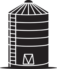 Grain Silo Silhouette Icon Representing Agriculture Storage and Farming Infrastructure © MDSHOFIQUL