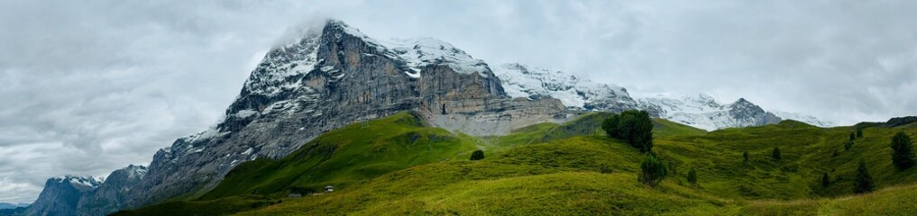Picturesque Swiss Mountain Scenery in the Jungfrau Alps in Bernese Oberland with Eiger and Mönch and glacier