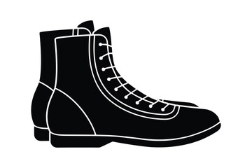 Silhouette design illustration of a pair of boxing boots.eps