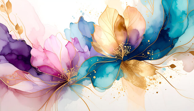 Abstract Floral Watercolor Design.