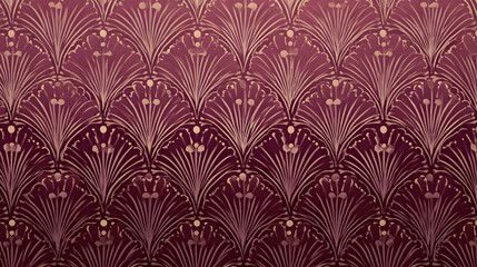 Intricate geometric retro background with fan patterns and muted burgundy hues as wallpaper
