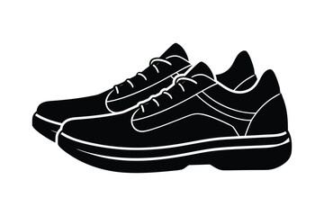 Silhouette design illustration of a pair of tennis shoes.eps