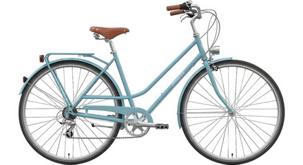 Fototapeta premium Vintage bicycle turquoise color isolated on transparent background
