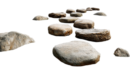 Row of natural large rounded stones emerging from moving clear water