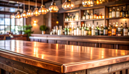 Copper Bar Top with Rustic Pub Interior.