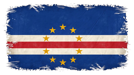 Grunge brush stroke cape verde flag isolated on white background
