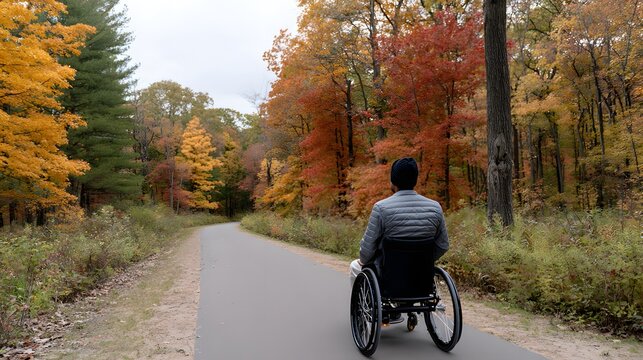 A man in a wheelchair navigates an autumn path with Generative AI
