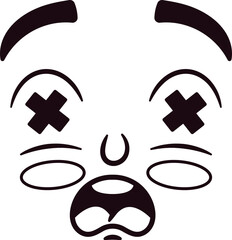 Shocked overwhelmed caricature face vector illustration
