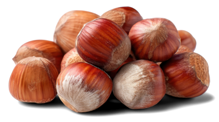 hazelnuts on a white background