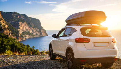 Coastal Road Trip SUV Sunset.